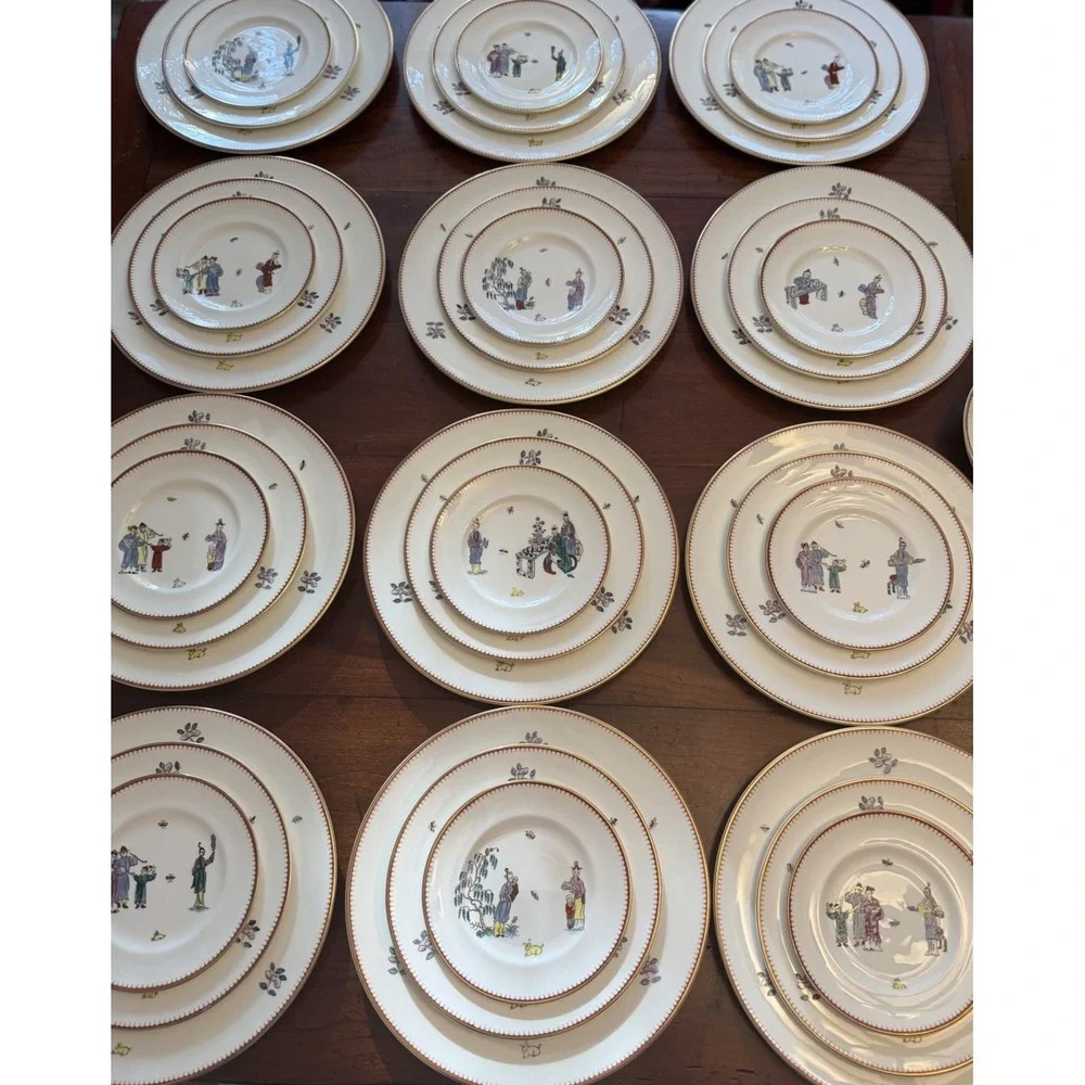 84pc Royal Worcester Early Worcester China Reproduction Chinoiserie Dinner Set